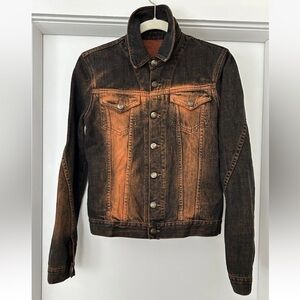 Roberto Cavalli Just Cavalli Vintage 2000s Washed Black & Orange Denim Jacket